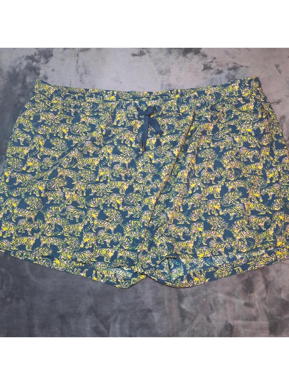 Kirrin Finch Palm Print Cabana Shorts Tropical Pull On Cotton Sz 2XL